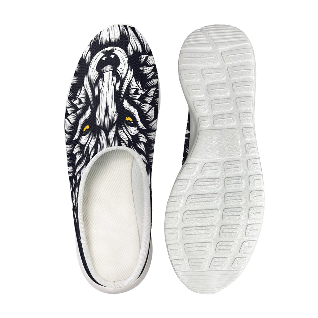Navy And White Wolf Print Mesh Casual Shoes
