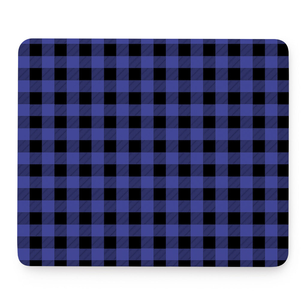 Navy Blue And Black Buffalo Check Print Mouse Pad