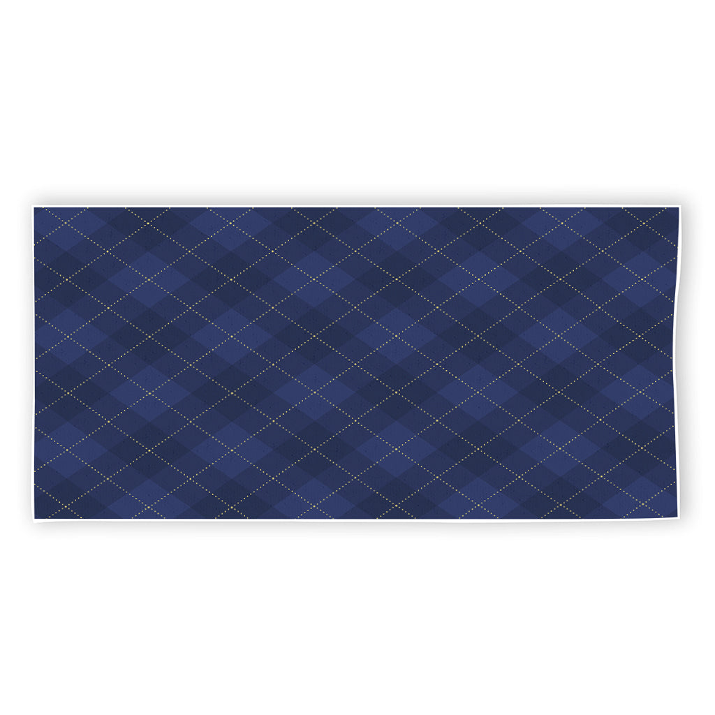 Navy Blue Argyle Pattern Print Beach Towel
