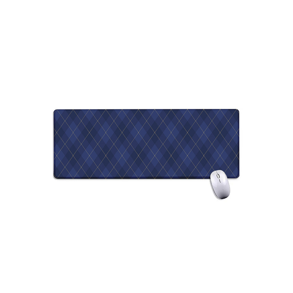 Navy Blue Argyle Pattern Print Extended Mouse Pad