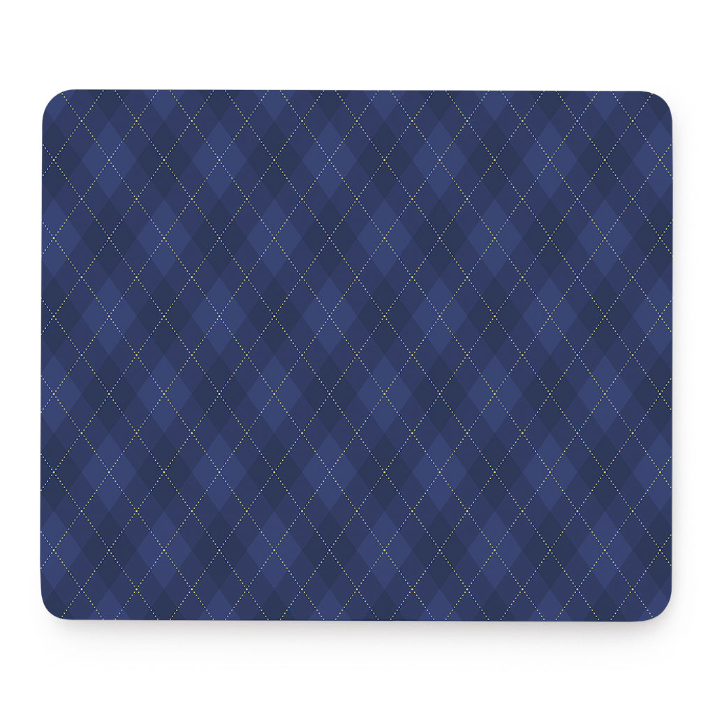 Navy Blue Argyle Pattern Print Mouse Pad