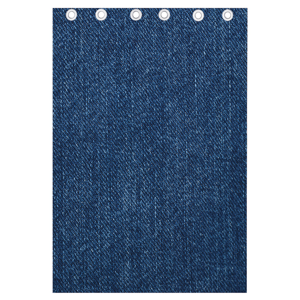Navy Blue Denim Jeans Print Curtain