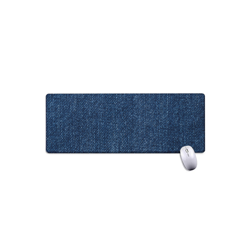 Navy Blue Denim Jeans Print Extended Mouse Pad