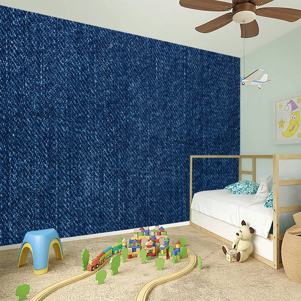 Navy Blue Denim Jeans Print Wall Sticker