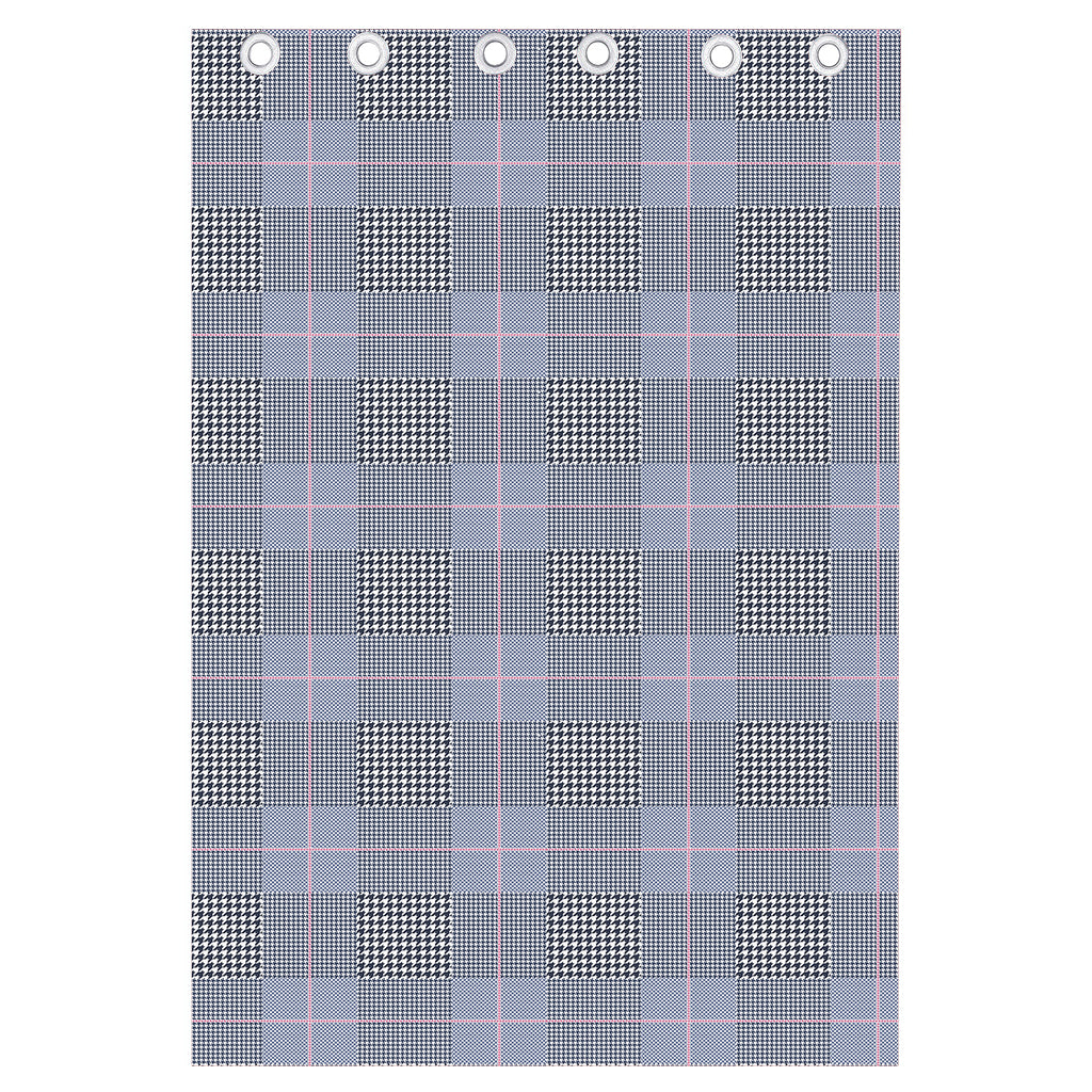 Navy Blue Prince of Wales Check Print Curtain