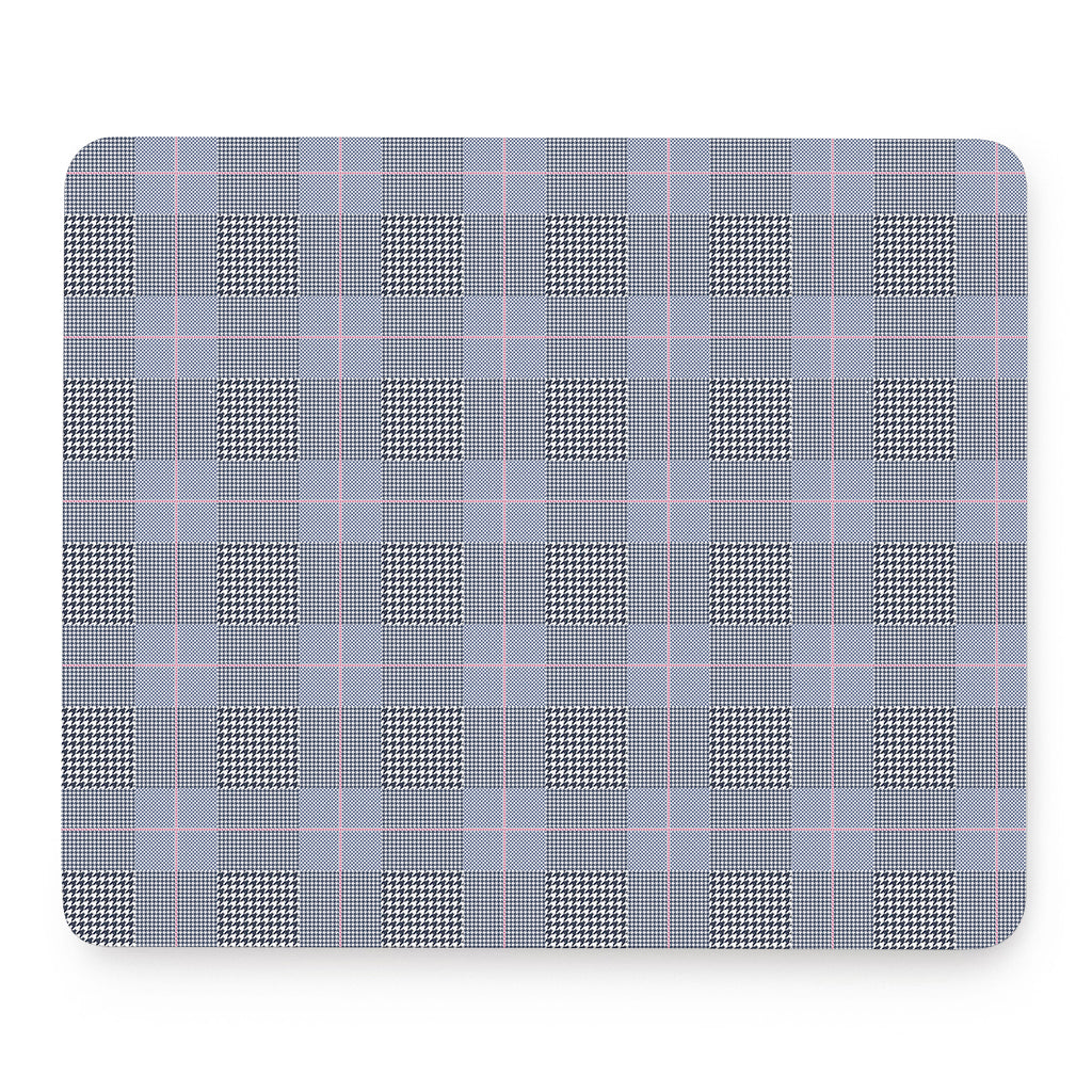 Navy Blue Prince of Wales Check Print Mouse Pad