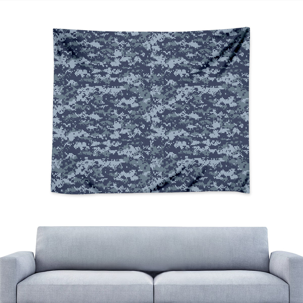 Navy Digital Camo Pattern Print Tapestry
