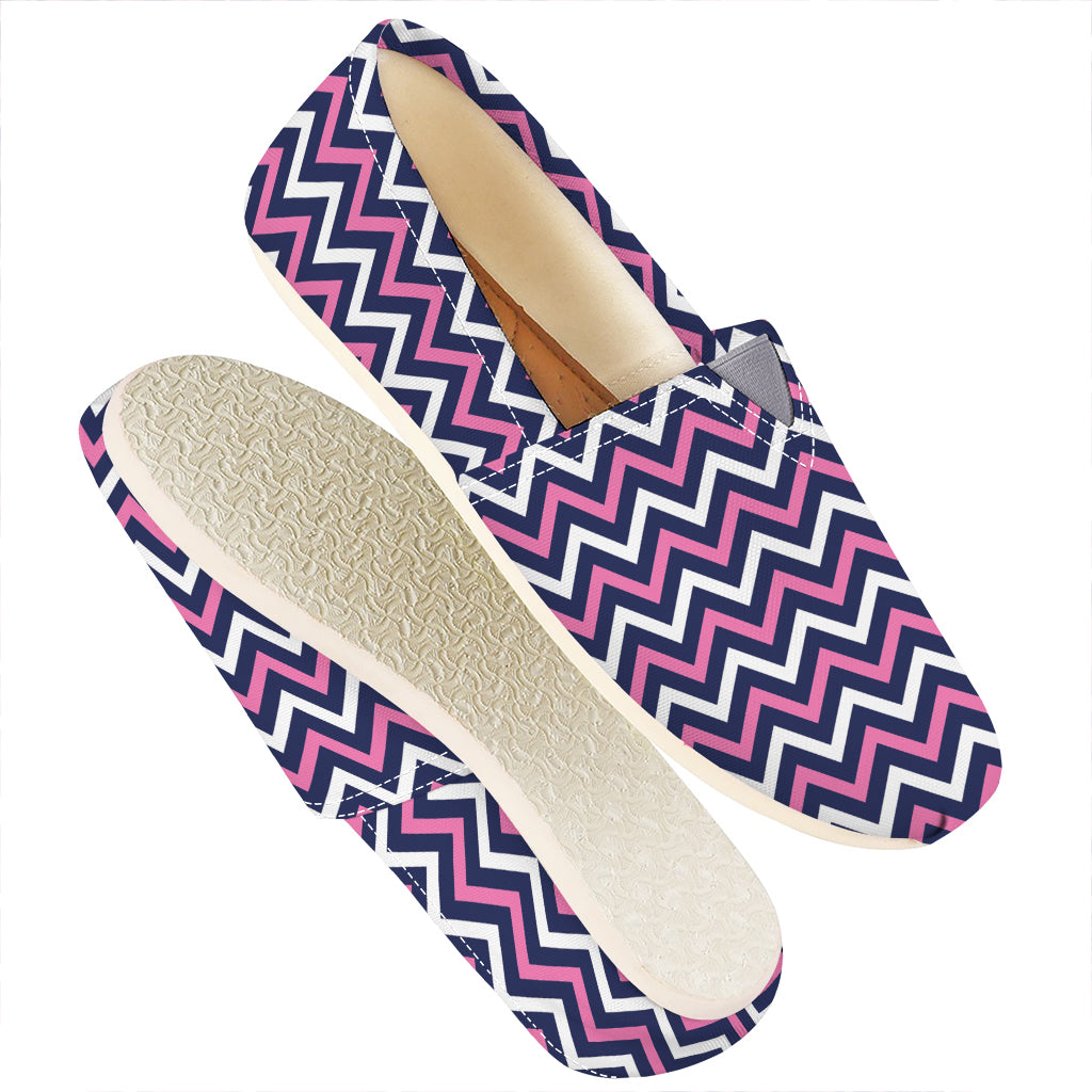 Navy Pink And White Chevron Print Casual Shoes