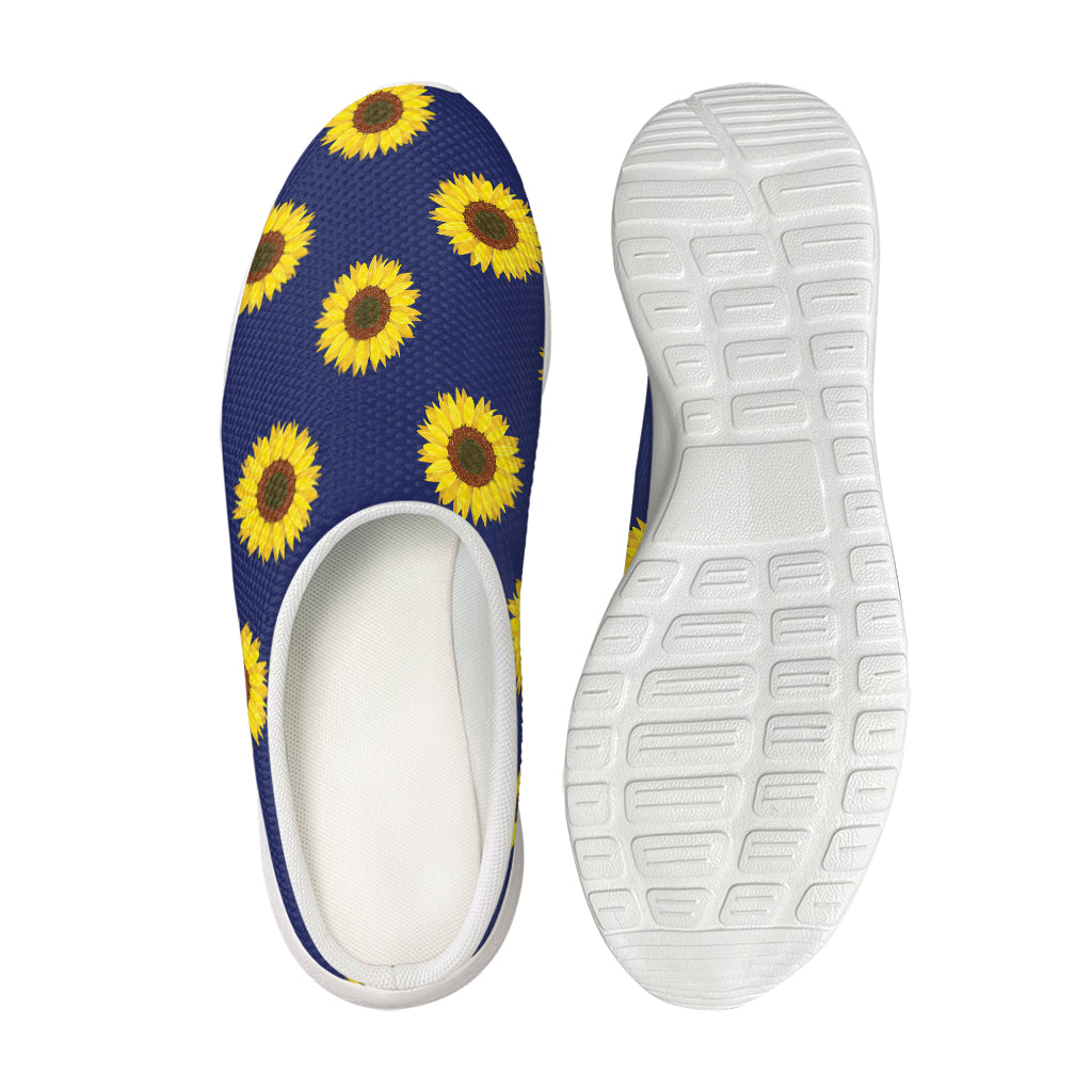 Navy Sunflower Pattern Print Mesh Casual Shoes