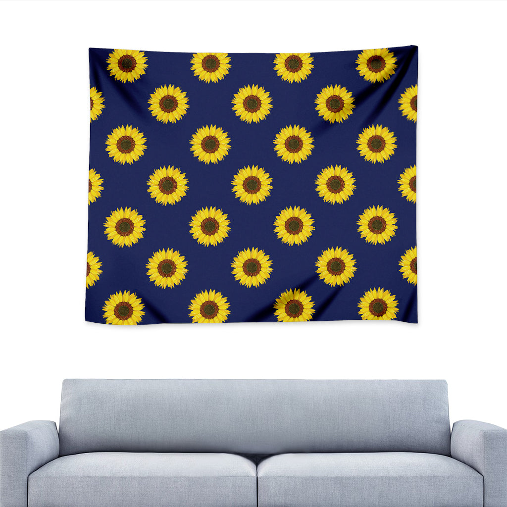 Navy Sunflower Pattern Print Tapestry