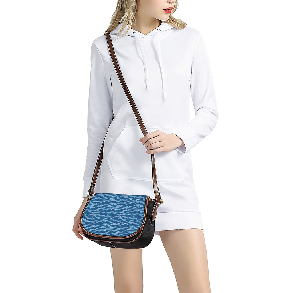 Navy Tiger Stripe Camo Pattern Print Saddle Bag