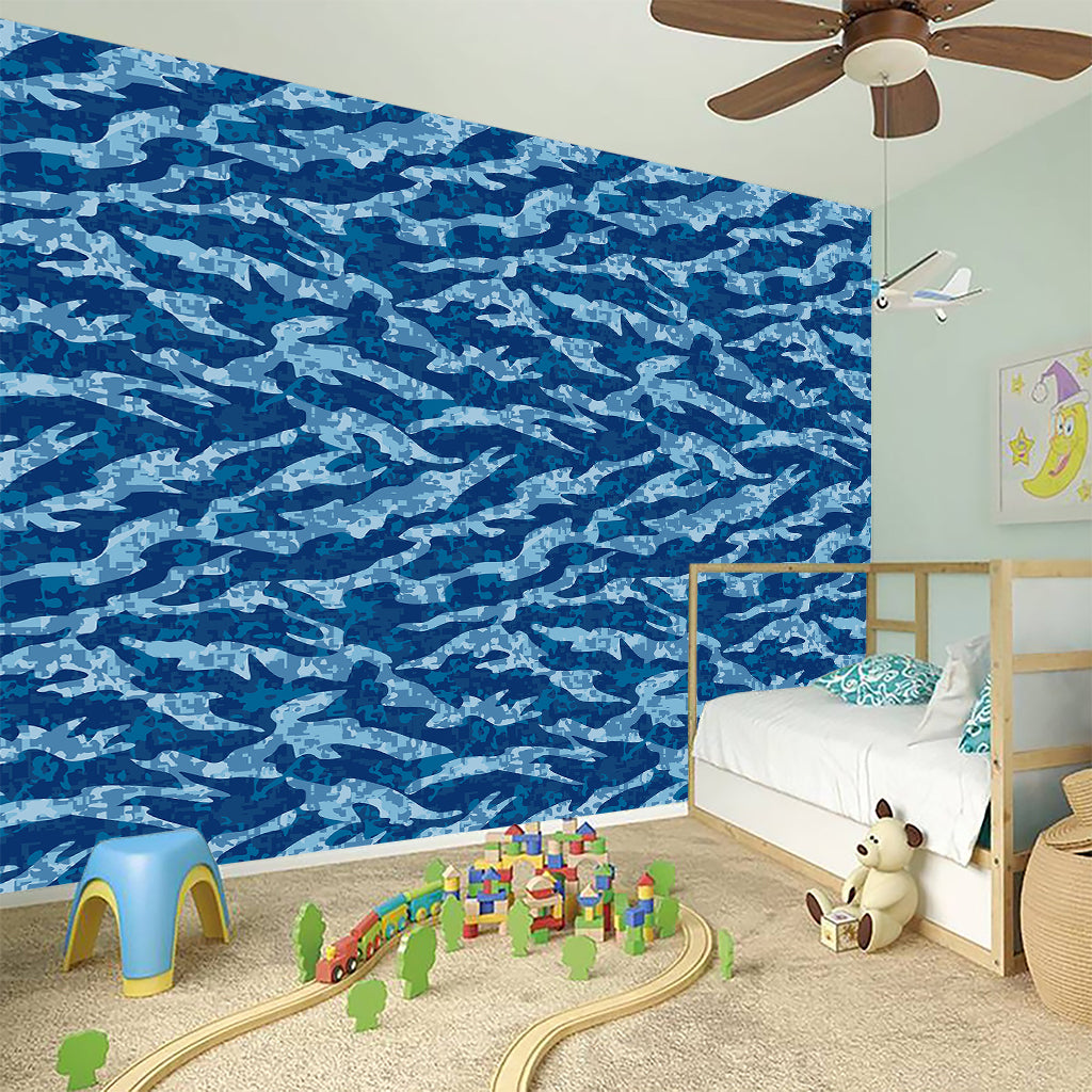 Navy Tiger Stripe Camo Pattern Print Wall Sticker