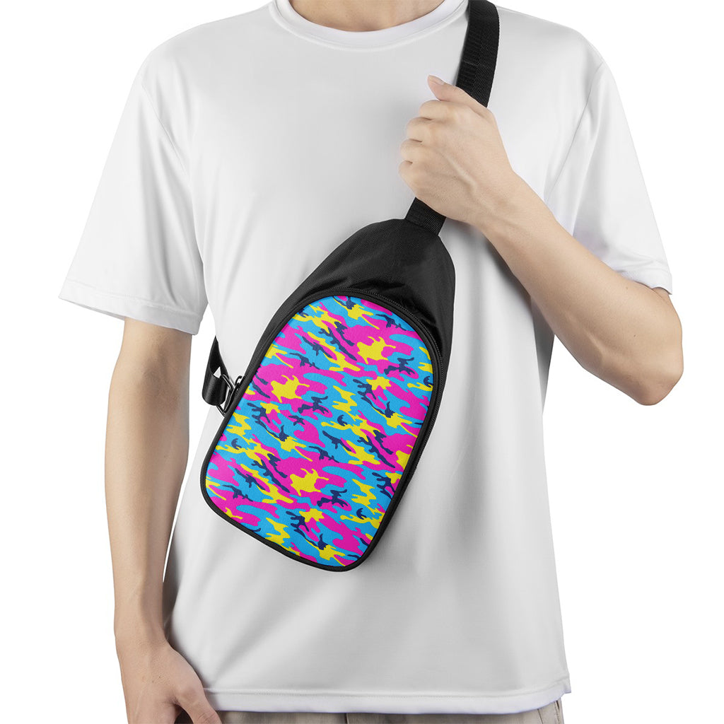 Neon Camouflage Print Chest Bag