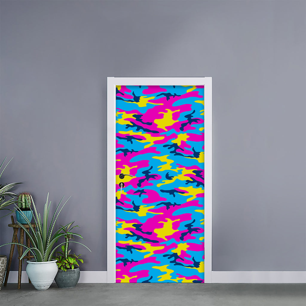 Neon Camouflage Print Door Sticker
