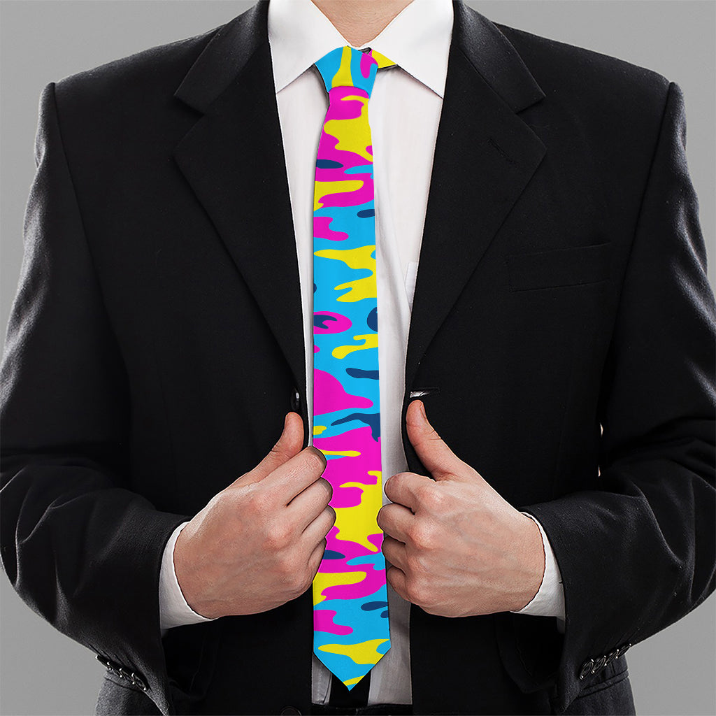 Neon Camouflage Print Necktie