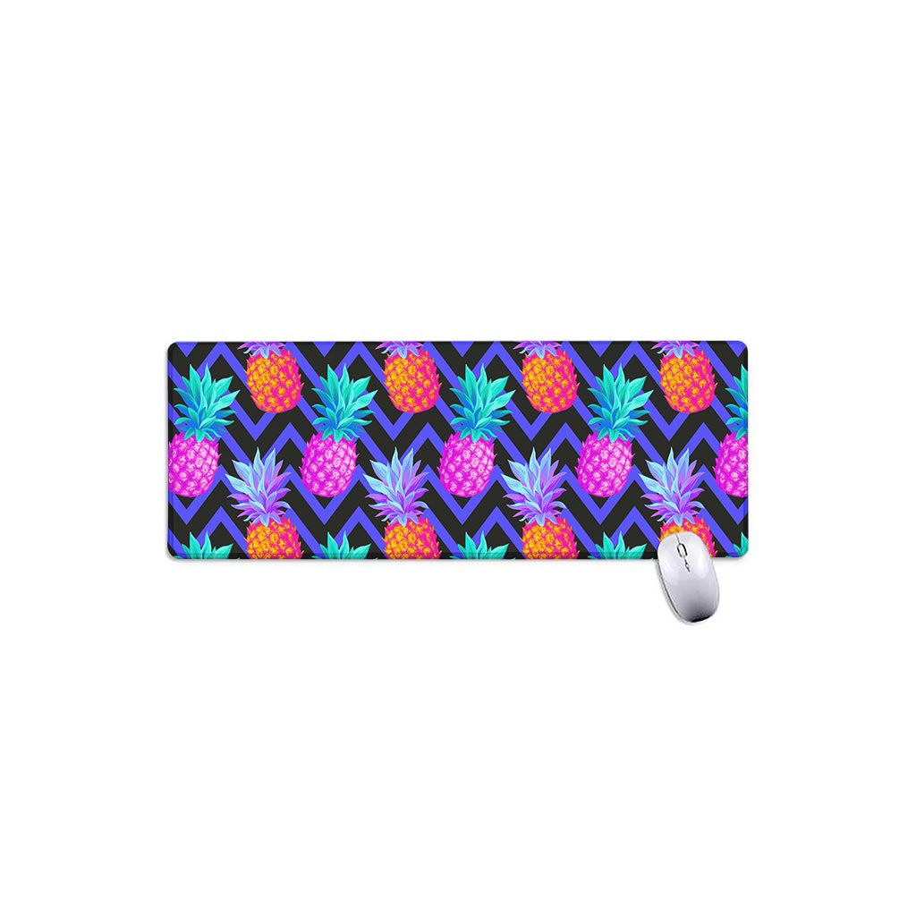 Neon EDM Zig Zag Pineapple Pattern Print Extended Mouse Pad