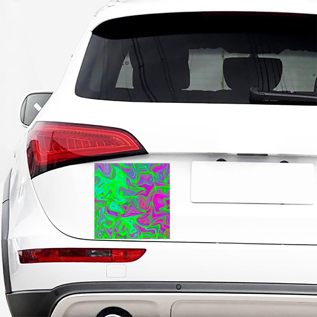 Neon Green Pink Psychedelic Trippy Print Car Sticker