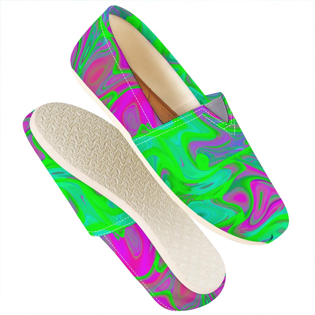 Neon Green Pink Psychedelic Trippy Print Casual Shoes
