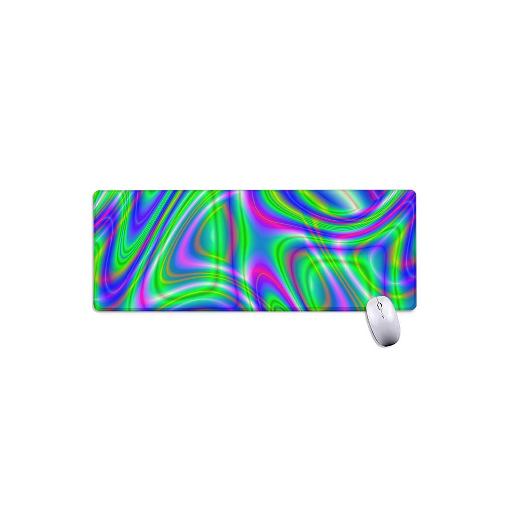Neon Green Psychedelic Trippy Print Extended Mouse Pad