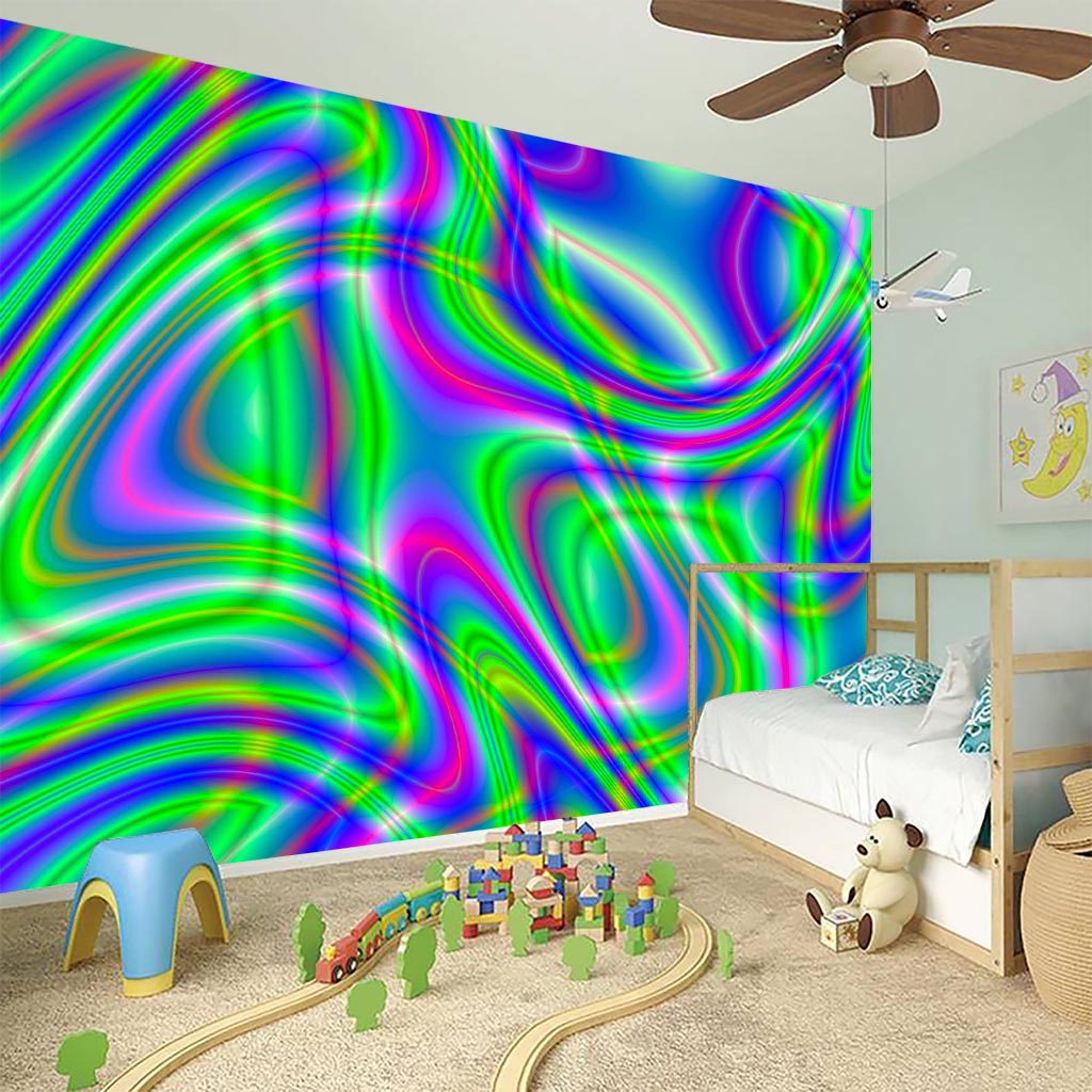 Neon Green Psychedelic Trippy Print Wall Sticker