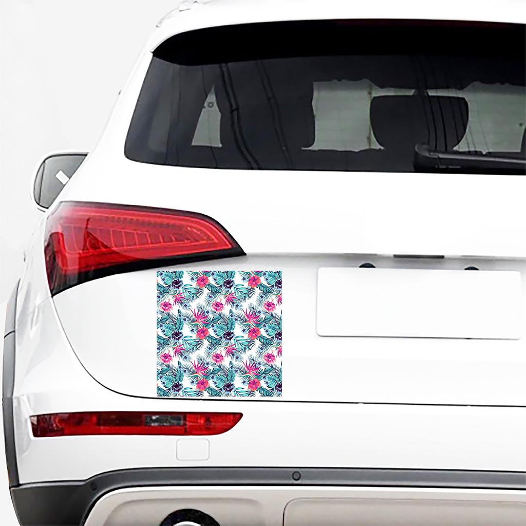 Neon Hibiscus Tropical Pattern Print Car Sticker