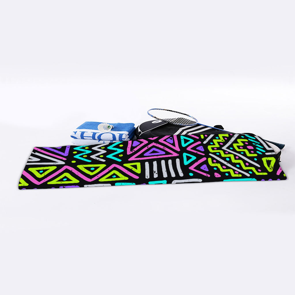 Neon Native Aztec Pattern Print Sports Towel