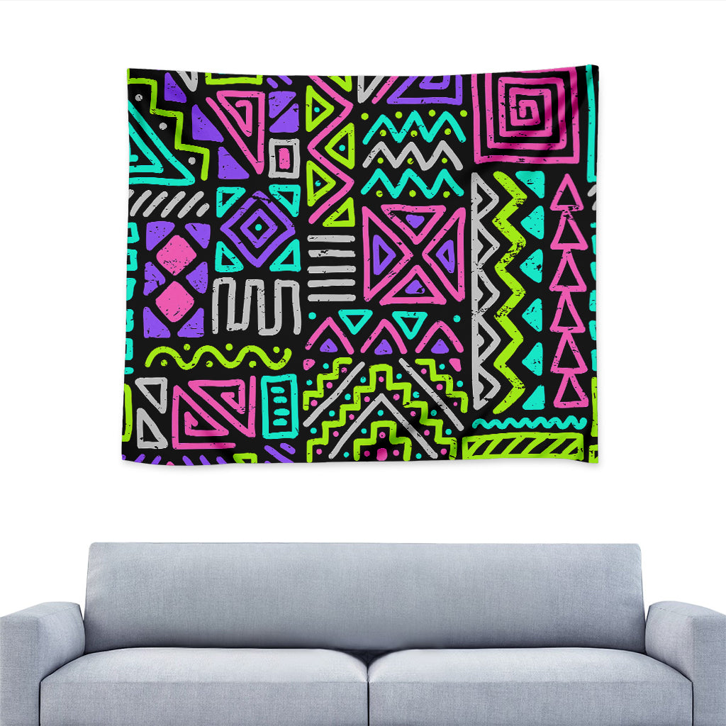 Neon Native Aztec Pattern Print Tapestry