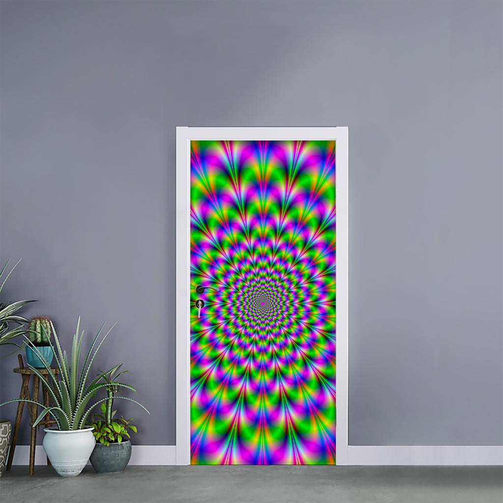Neon Psychedelic Optical Illusion Door Sticker