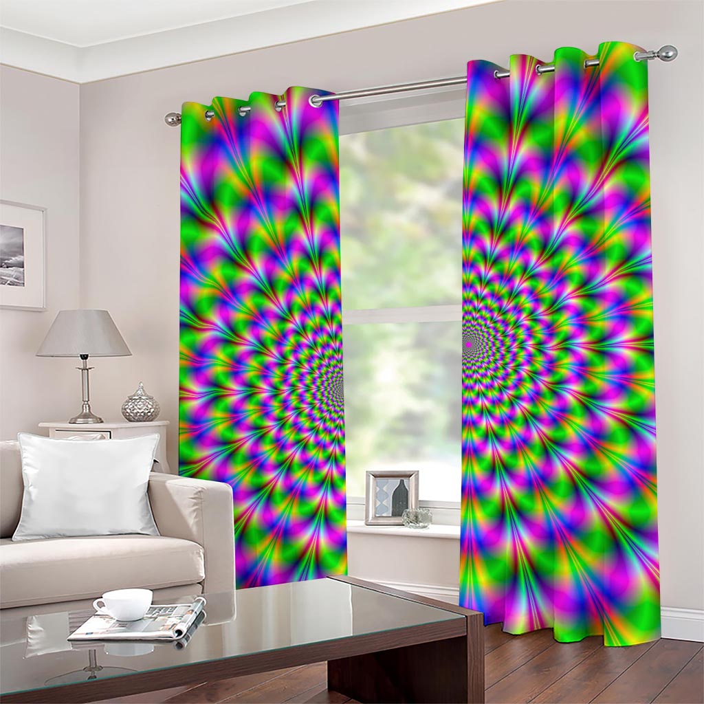 Neon Psychedelic Optical Illusion Grommet Curtains