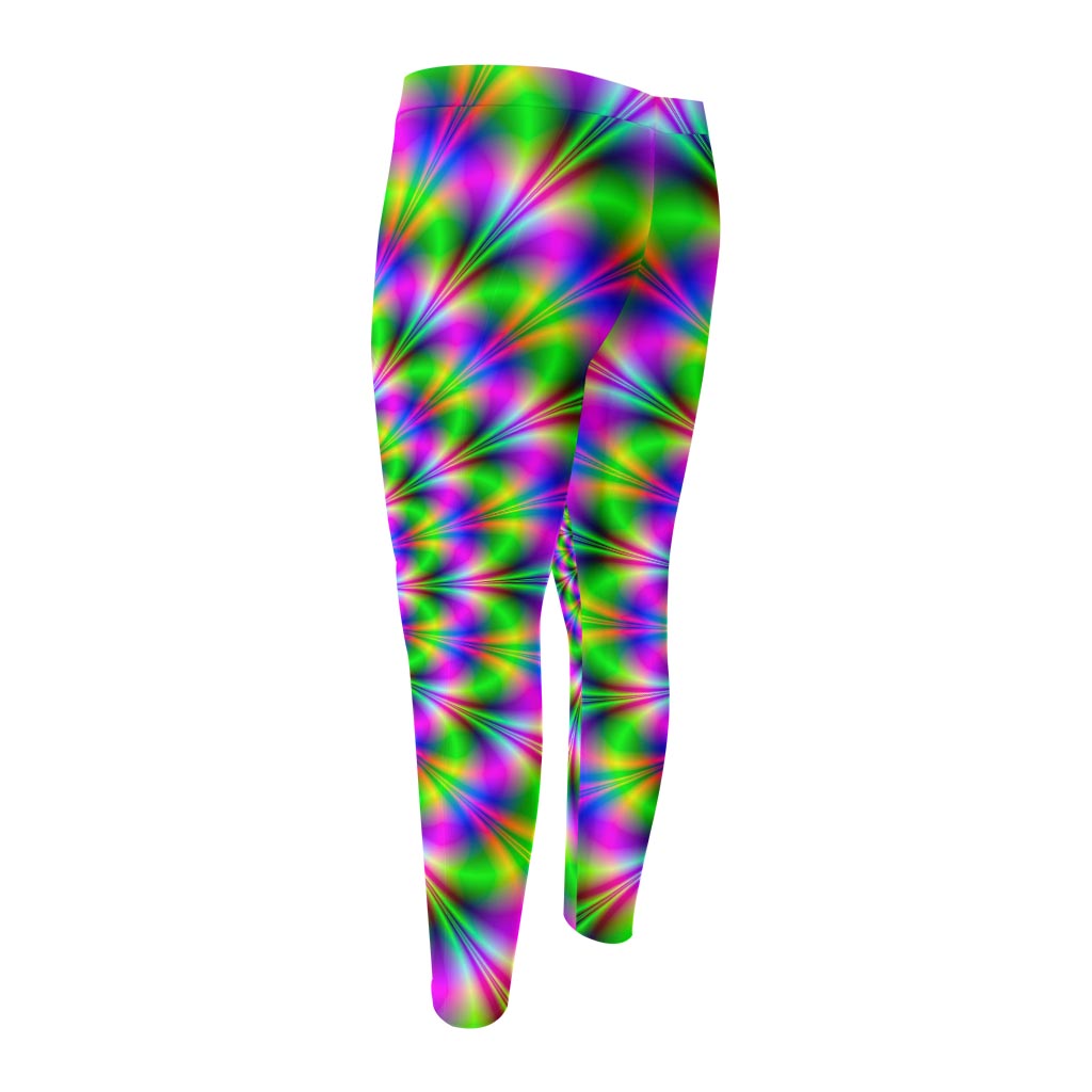 Neon Psychedelic Optical Illusion Men's Compression Pants
