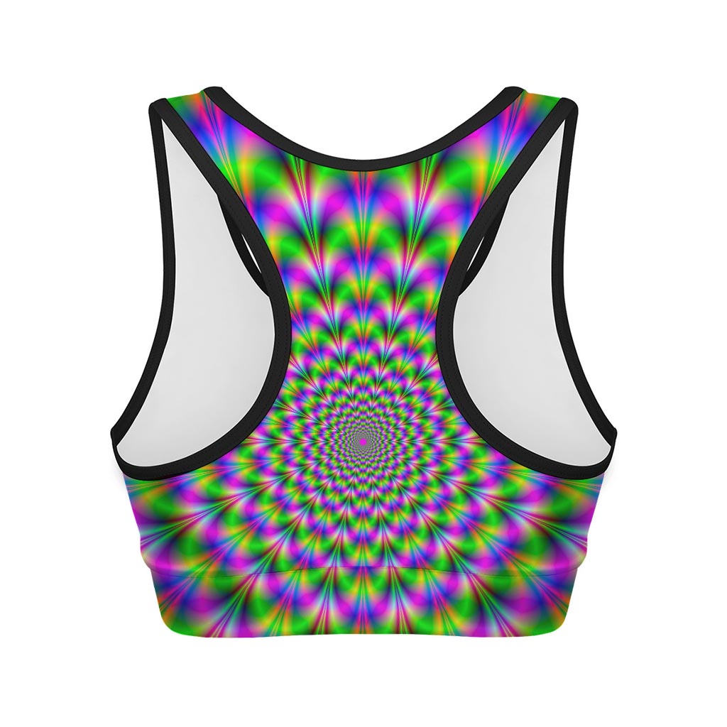 Neon Psychedelic Optical Illusion Women's Sports Bra
