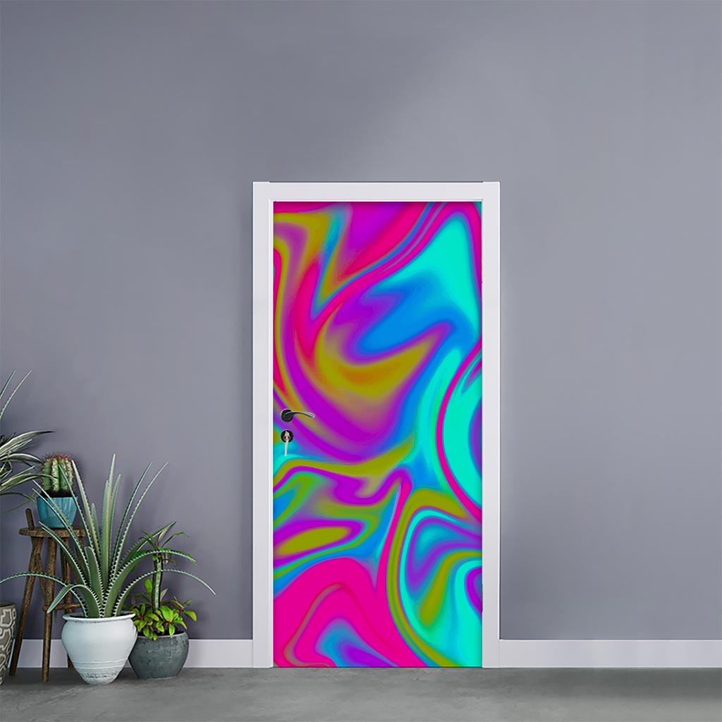 Neon Psychedelic Trippy Print Door Sticker