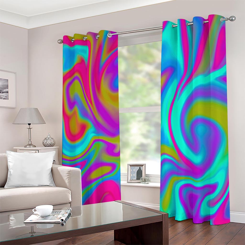 Neon Psychedelic Trippy Print Extra Wide Grommet Curtains