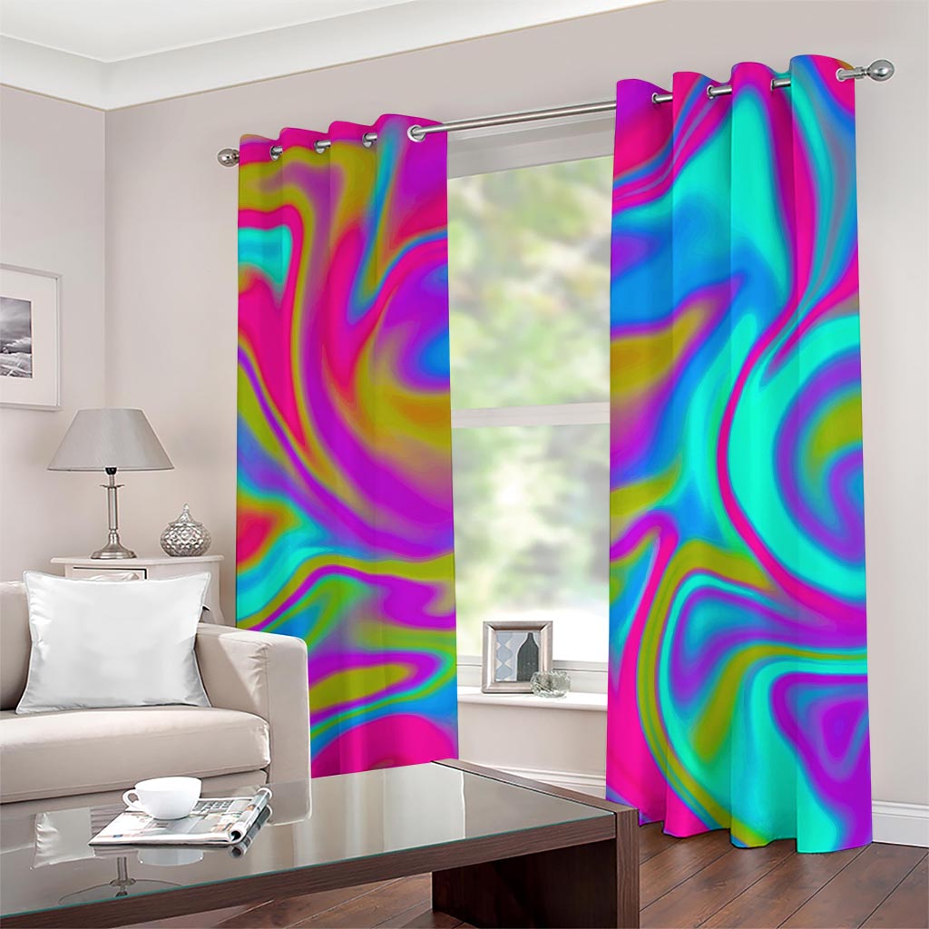 Neon Psychedelic Trippy Print Grommet Curtains