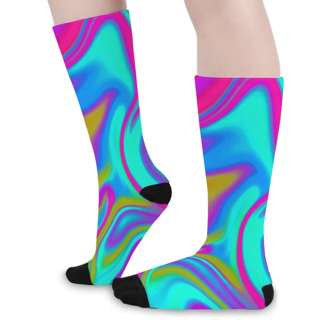 Neon Psychedelic Trippy Print Long Socks