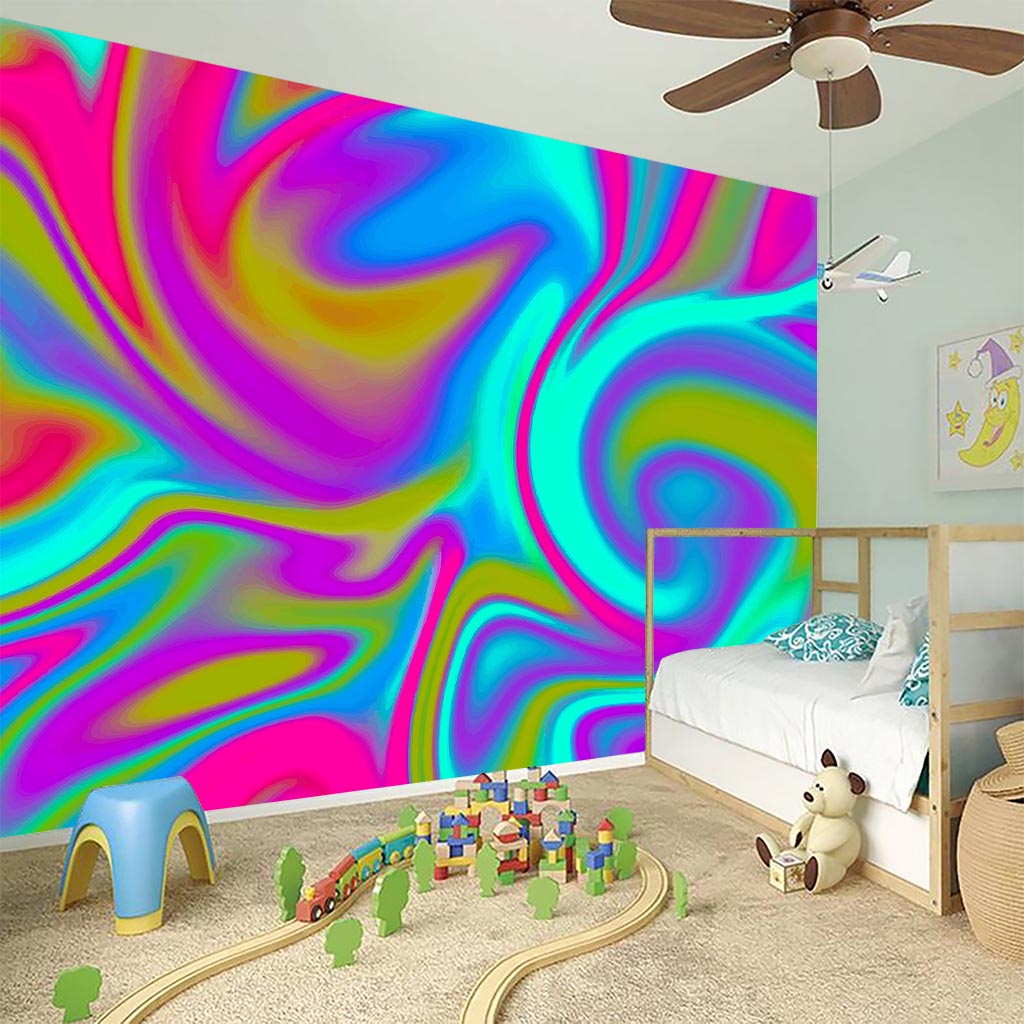 Neon Psychedelic Trippy Print Wall Sticker