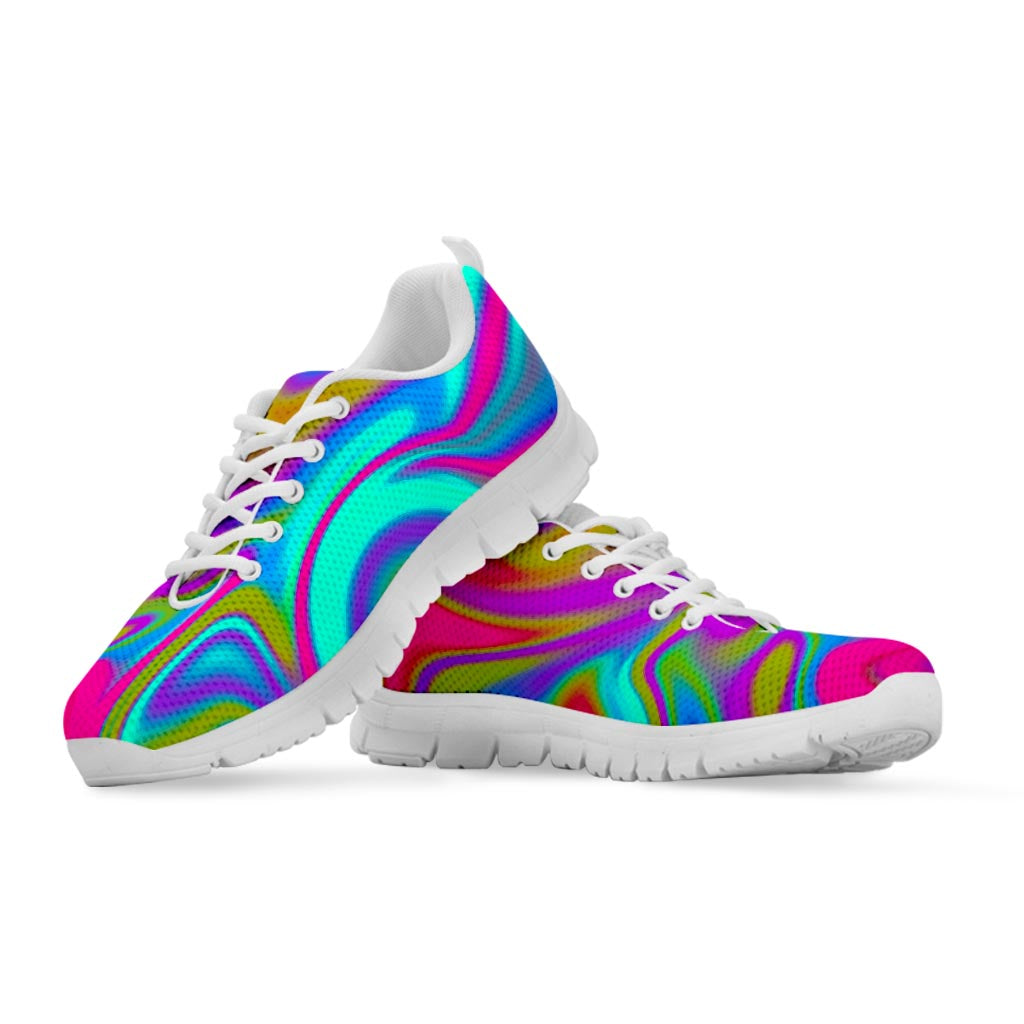 Neon Psychedelic Trippy Print White Running Shoes