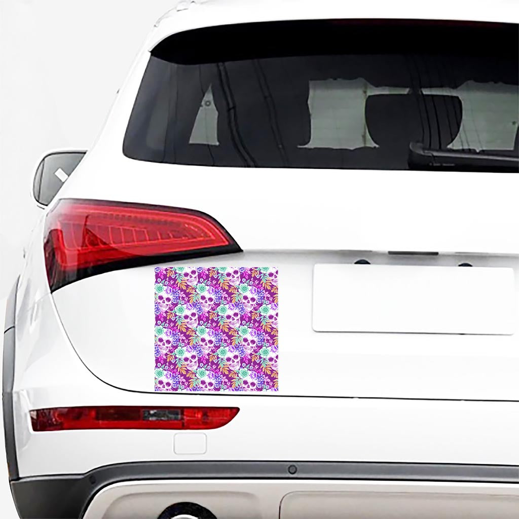 Neon Skull Floral Pattern Print Car Sticker