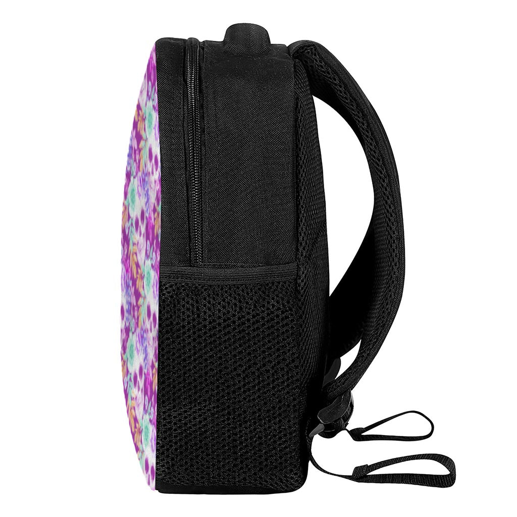 Neon Skull Floral Pattern Print Casual Backpack