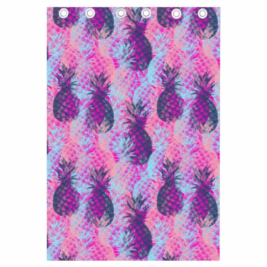 Neon Trippy Pineapple Pattern Print Curtain