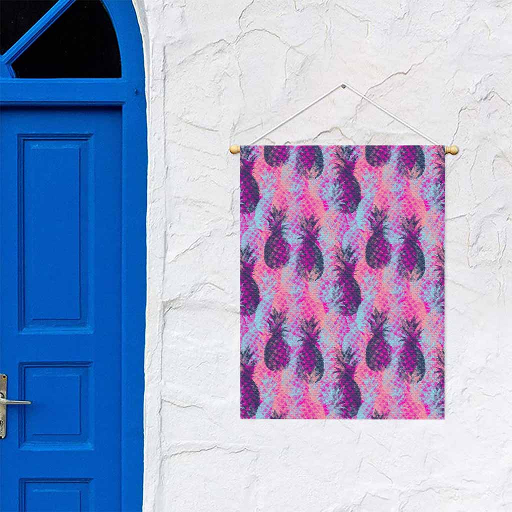 Neon Trippy Pineapple Pattern Print Garden Flag