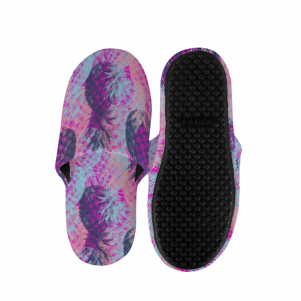 Neon Trippy Pineapple Pattern Print Slippers