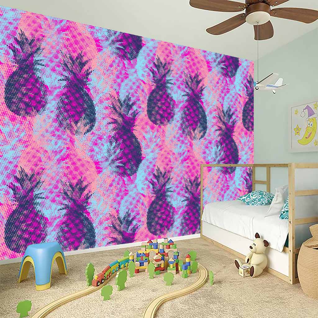 Neon Trippy Pineapple Pattern Print Wall Sticker