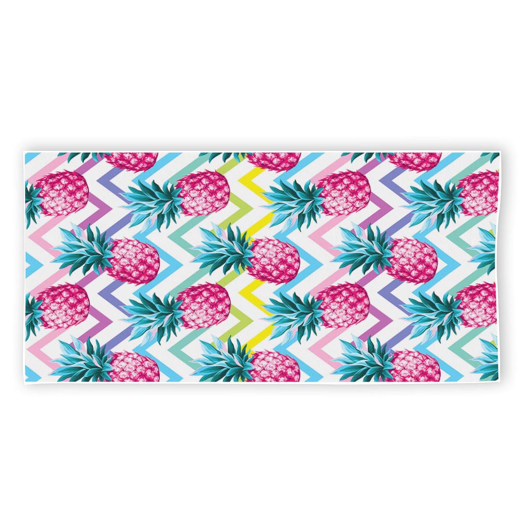 Neon Zig Zag Pineapple Pattern Print Beach Towel