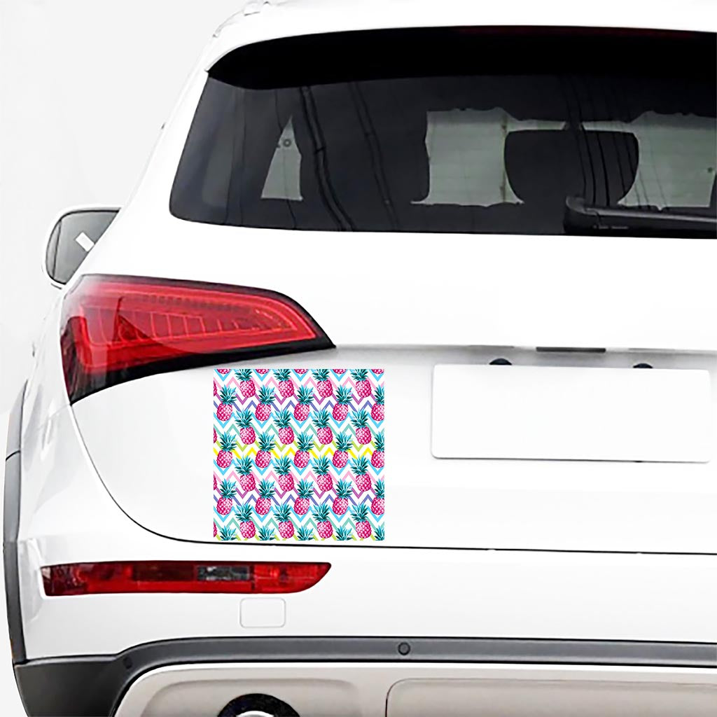 Neon Zig Zag Pineapple Pattern Print Car Sticker