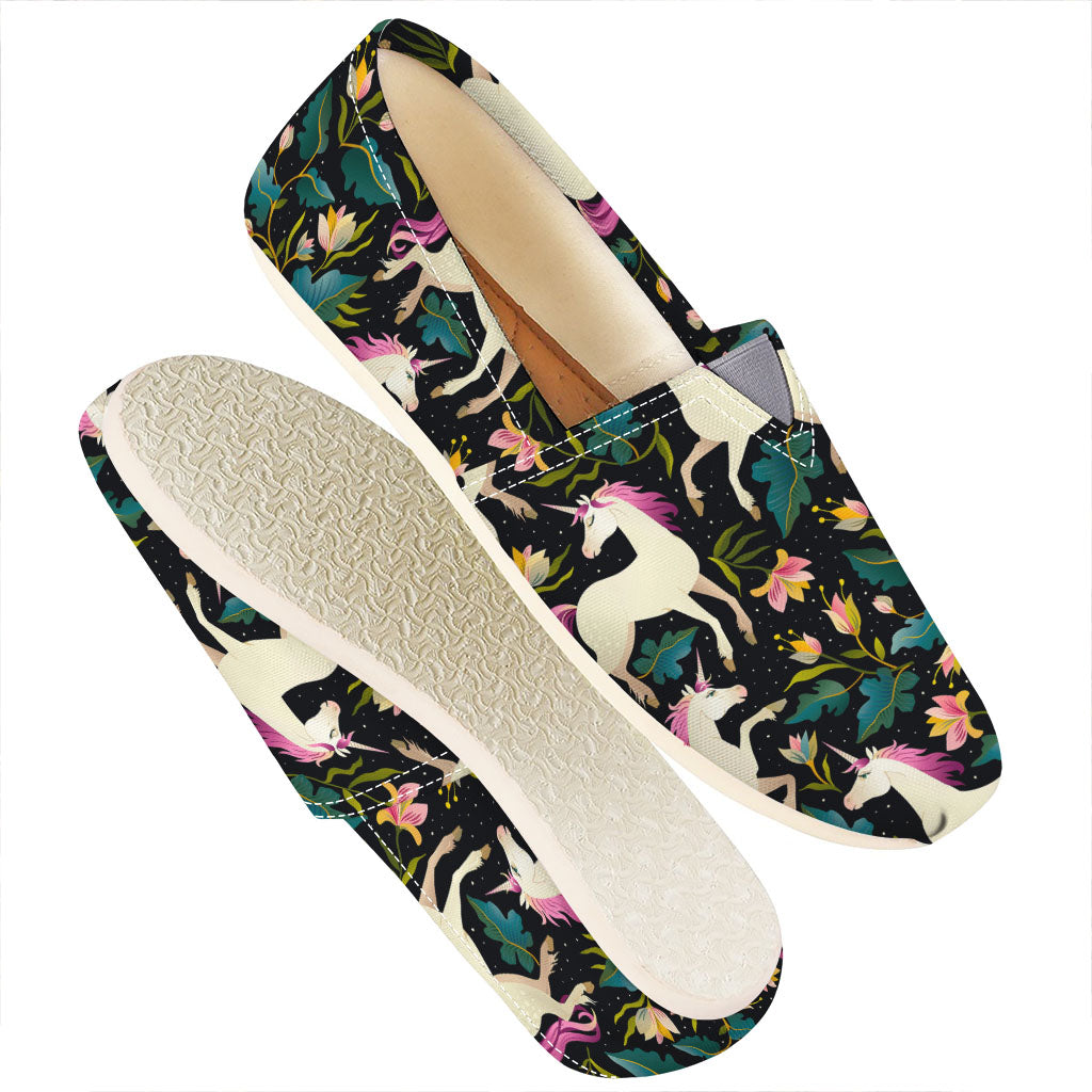 Night Floral Unicorn Pattern Print Casual Shoes