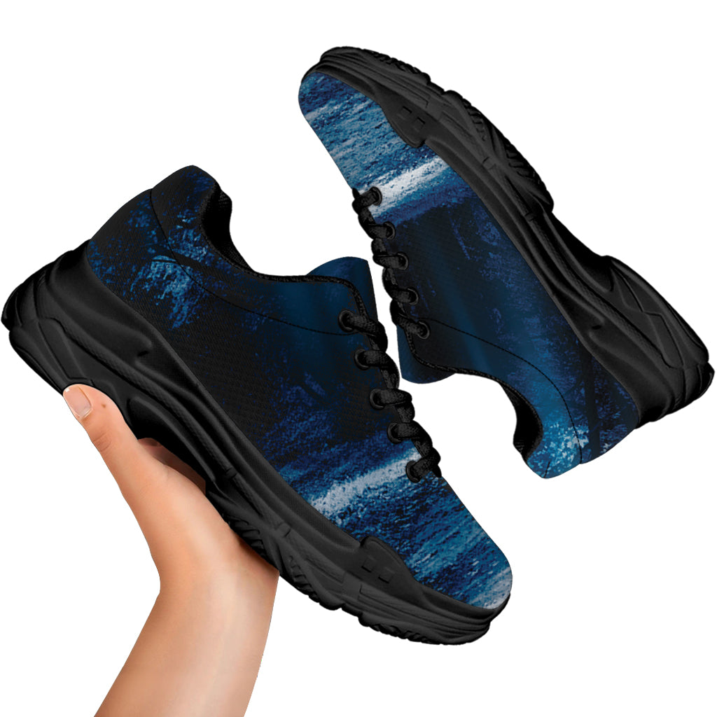 Night Forest And Moonlight Print Black Chunky Shoes