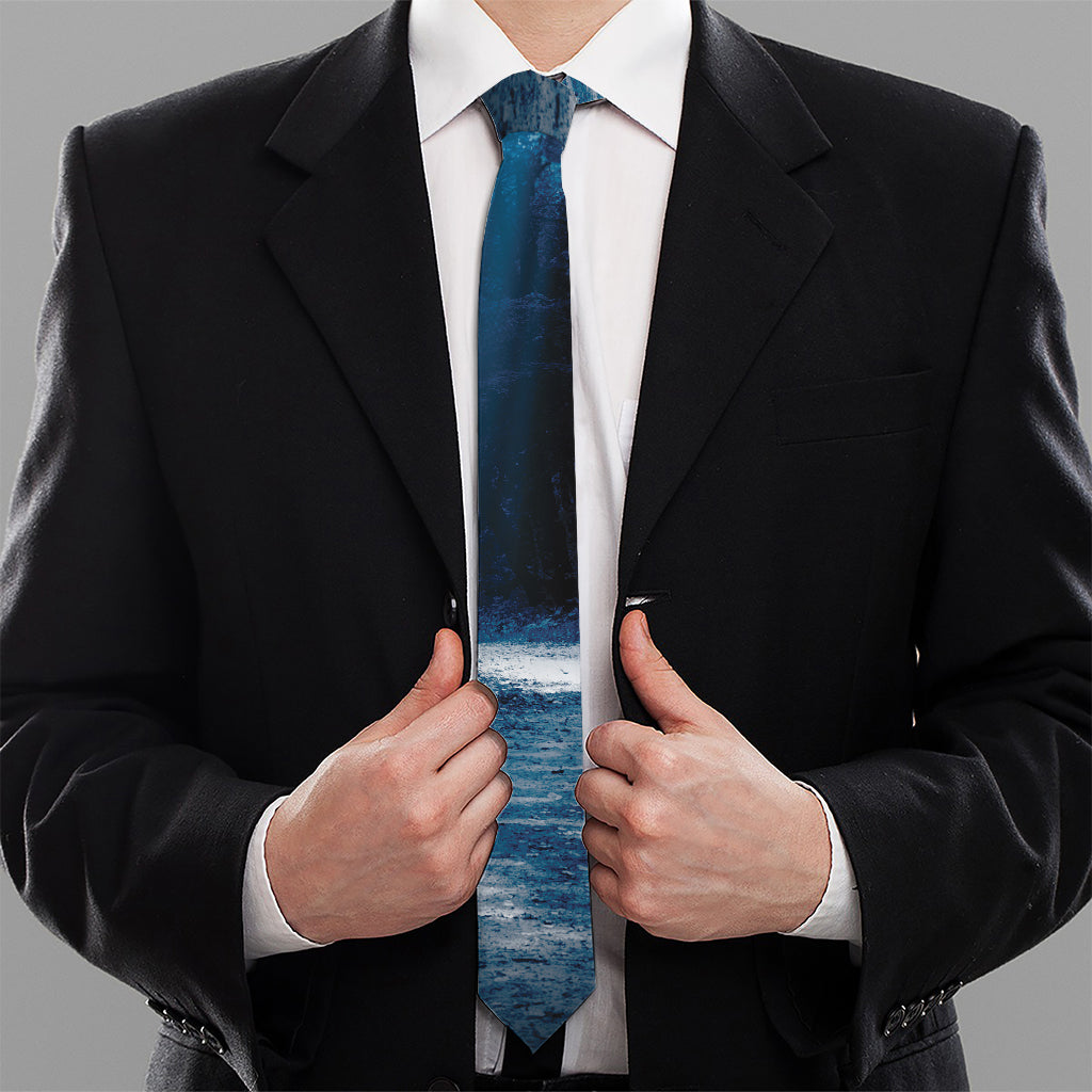 Night Forest And Moonlight Print Necktie