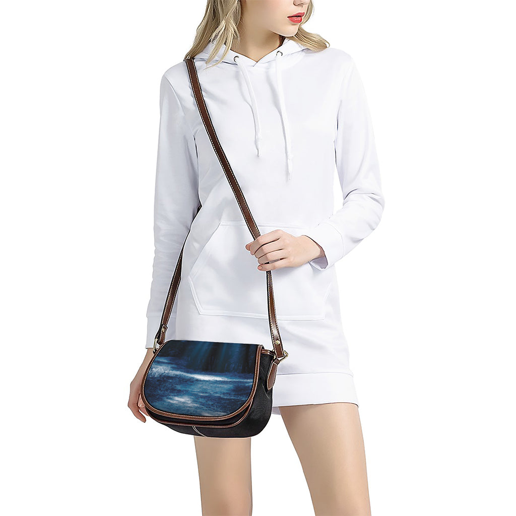 Night Forest And Moonlight Print Saddle Bag
