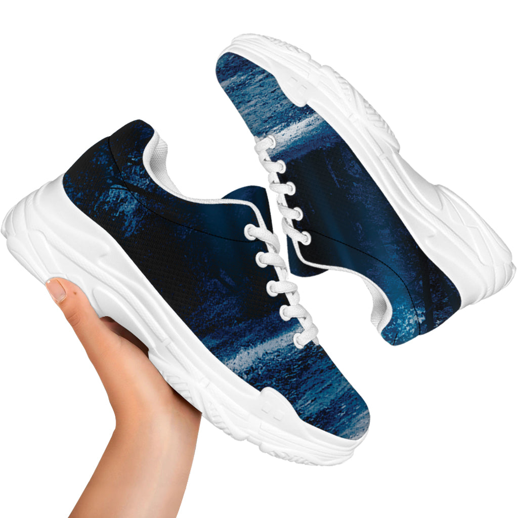 Night Forest And Moonlight Print White Chunky Shoes